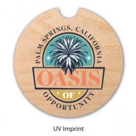 Customized RusticRest UV Full Color Wood Car Coaster with Felt Back (2.6") Round