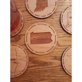 Logo Branded Hardwood State Coasters