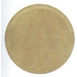 Round Coaster - Light Brown - Leatherette with Logo