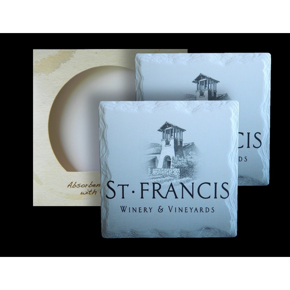 Logo Branded Two Square Layered Edge Coaster Box Set Logo Branded Two Square Layered Edge Coaster Box Set