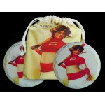 Custom Printed 2 Round Layered Edge Coaster Pouch Set - Full Bleed Pouch Print