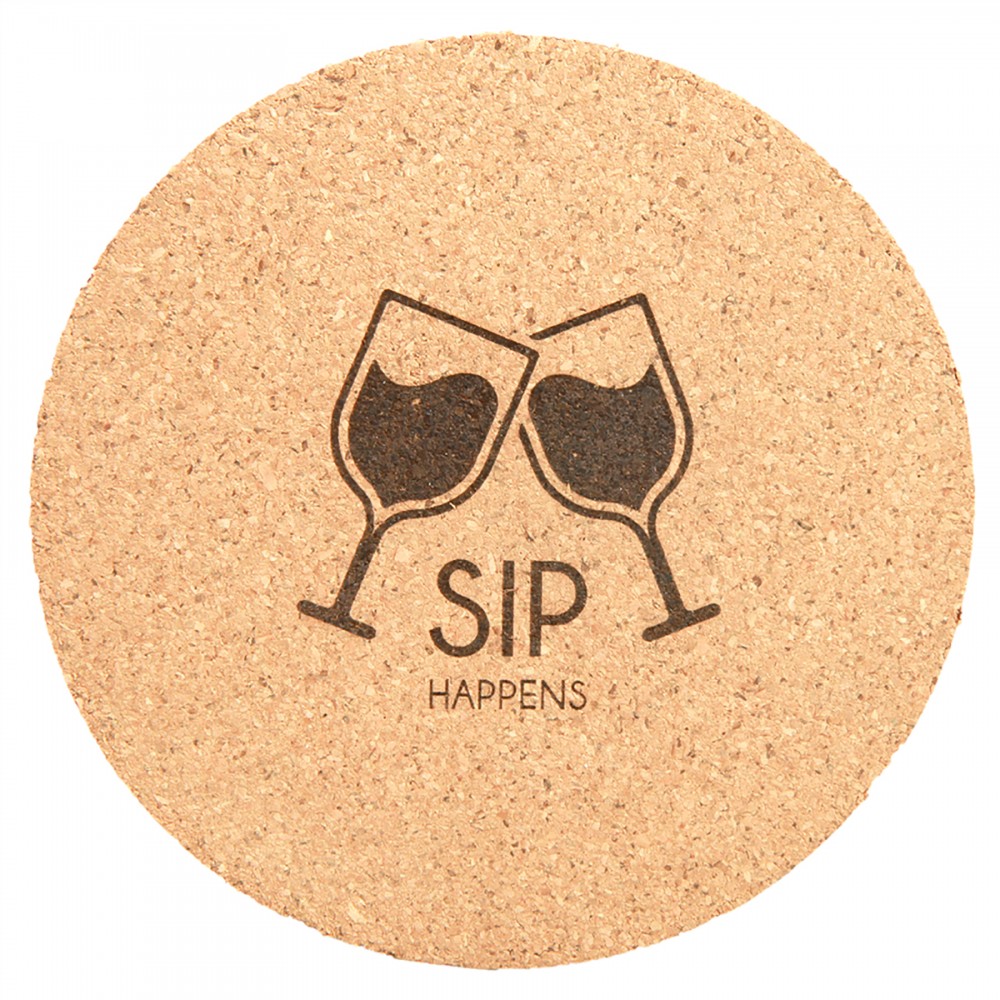 Promotional 4" Round Laserable Cork Coaster