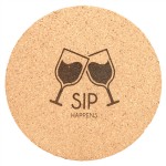 Promotional 4" Round Laserable Cork Coaster