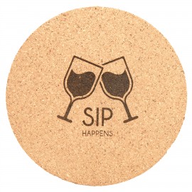 4" Round Laserable Cork Coaster with Logo  4" Round Laserable Cork Coaster with Logo