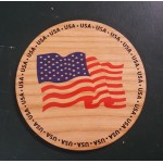 3.5" - Waving American Flag Hardwood Coasters with Logo