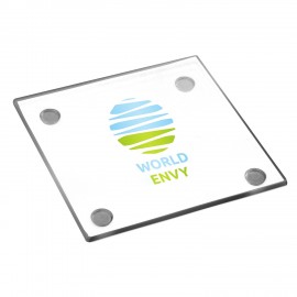 Promotional 4" Glass Square Coasters w/ 2 Color Imprint