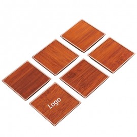 Logo Branded 6-Piece Bamboo Tea Cup Coaster Set  Logo Branded 6-Piece Bamboo Tea Cup Coaster Set