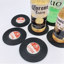Logo Branded PVC Record Disk Coasters Record Cup Coasters