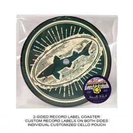 Customized 2-Sided Record Label Coasters - Set of 1 - Custom Cello Pouch (Label on Front)