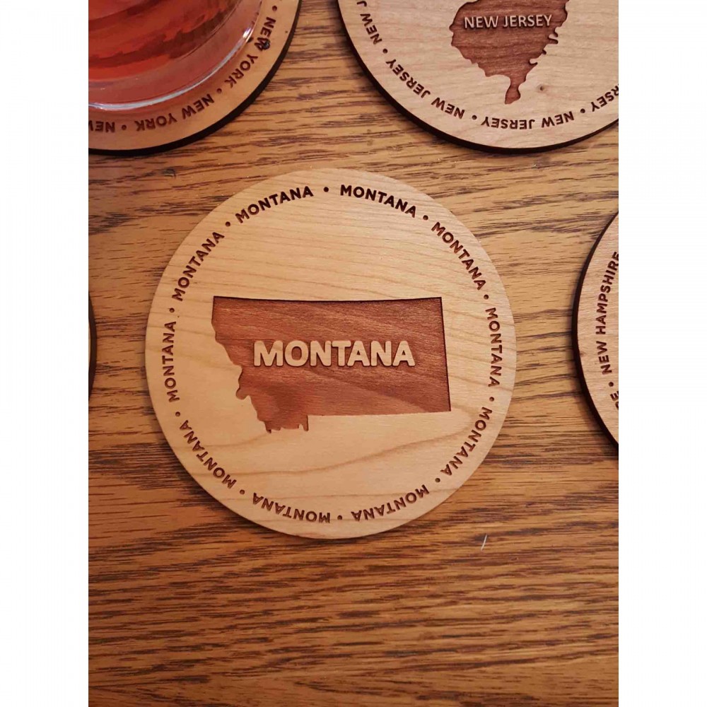 Hardwood State Coasters with Logo
