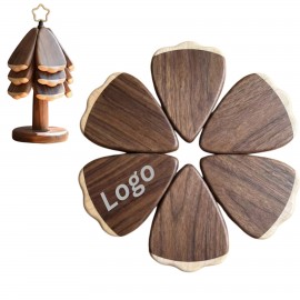 Custom Stackable Wooden Tree Coaster Set