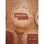 3.5" - Nebraska Hardwood Coasters with Logo