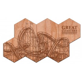 3.5" x 4" - Hardwood Hexagon Coaster Sets with Logo  3.5" x 4" - Hardwood Hexagon Coaster Sets with Logo