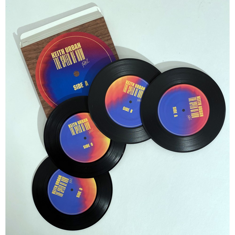 2-Sided Mini Record Coasters - Sets of 4 - Standard Paperboard Box Custom Printed
