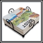 Logo Branded Metal Wire Coaster Holder Set - Any 4 Custom Printed Coasters