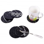 Black Marble Cup Coaster with Logo