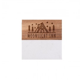 4" Square Acacia Wood and Marble Coaster with Logo  4" Square Acacia Wood and Marble Coaster with Logo