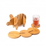 Elephant Shaped Bamboo Coaster and Table Top Decoration with Logo