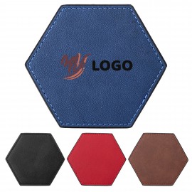 Hexagon Pu Leather Coaster with Logo