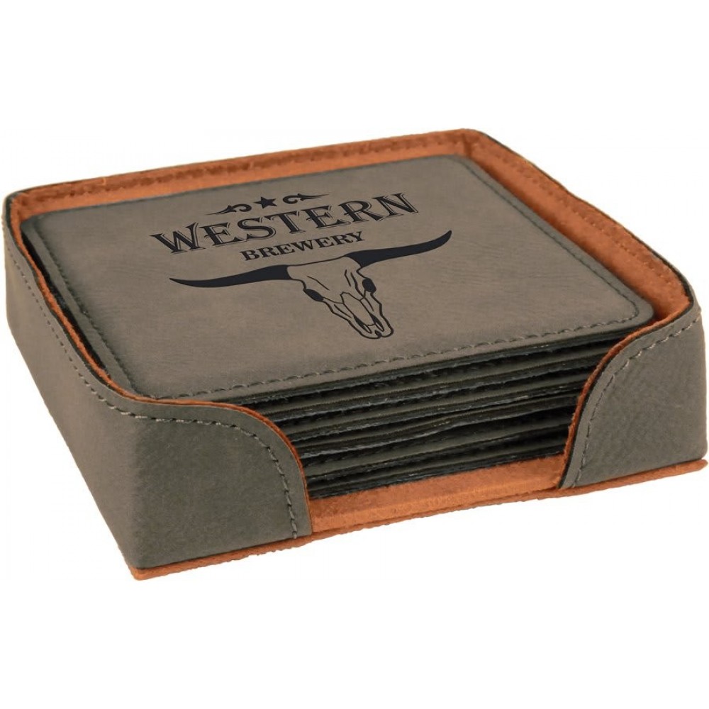 Customized Leatherette 6 Coaster Set