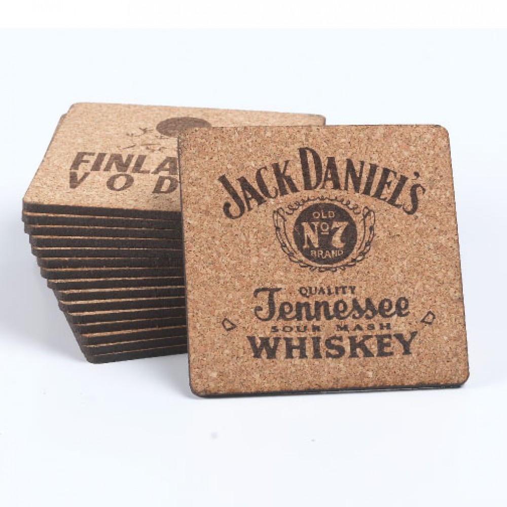 3 1/2" Square Coaster with Logo