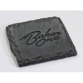 Square Slate-Texture Coaster with Logo