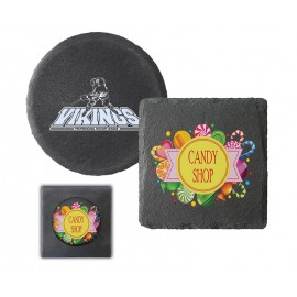 Customized 4 Pack Round Slate Coasters