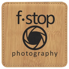 Personalized 4" x 4" Square Laserable Coaster, Bamboo Leatherette  Personalized 4" x 4" Square Laserable Coaster, Bamboo Leatherette