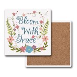 Full Color Square Cork Base Absorbent Stone Coaster with Logo