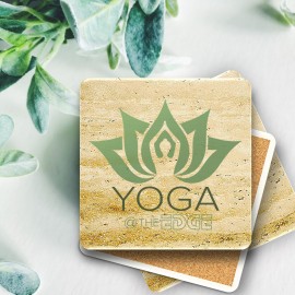 Faux Marble Printed Square Coaster with Logo