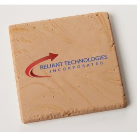 Customized Square Travertine-Texture Coaster (UV Print)