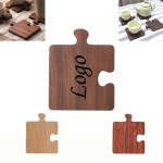 Logo Branded Black Walnut Wooden Puzzle-Shaped Coaster