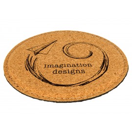 4" x 4" Round Laserable Coaster - Cork with Logo