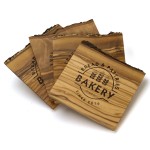 Logo Branded 4 Piece Natural Wood Coaster Set