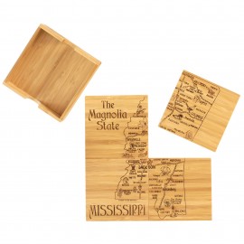 Logo Branded Mississippi Puzzle Coaster Set  Logo Branded Mississippi Puzzle Coaster Set