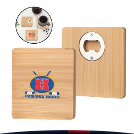 Rioas Square Bamboo Coasters with Logo  Rioas Square Bamboo Coasters with Logo