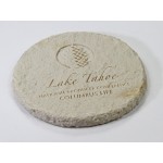 Round Limestone-Texture Coaster with Logo