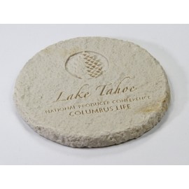 Round Limestone-Texture Coaster with Logo
