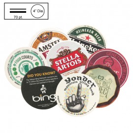4" Circle Medium Weight (70 Point) Pulpboard Coaster w/4 Color Process with Logo