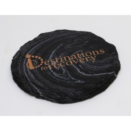 Logo Branded Round Slate-Texture Coaster (UV Print)  Logo Branded Round Slate-Texture Coaster (UV Print)