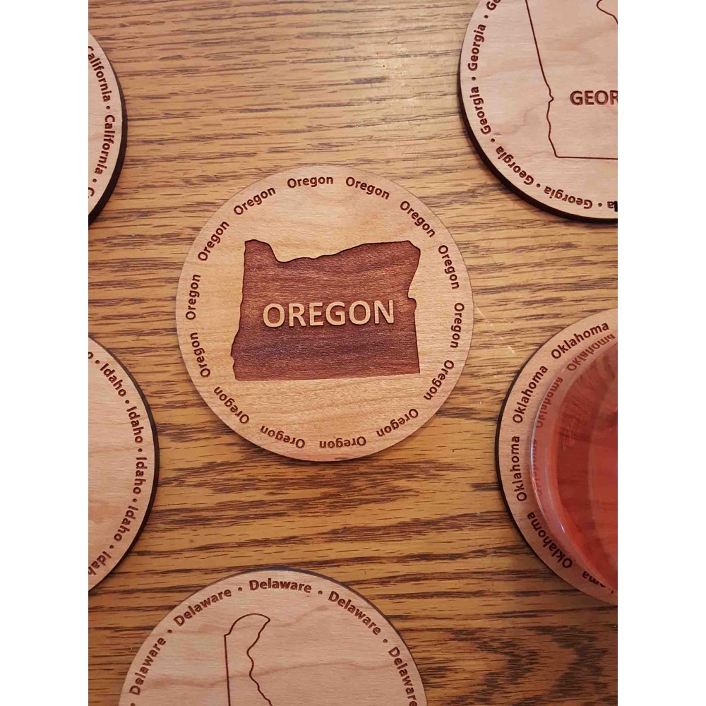 3.5" - Oregon Hardwood Coasters with Logo