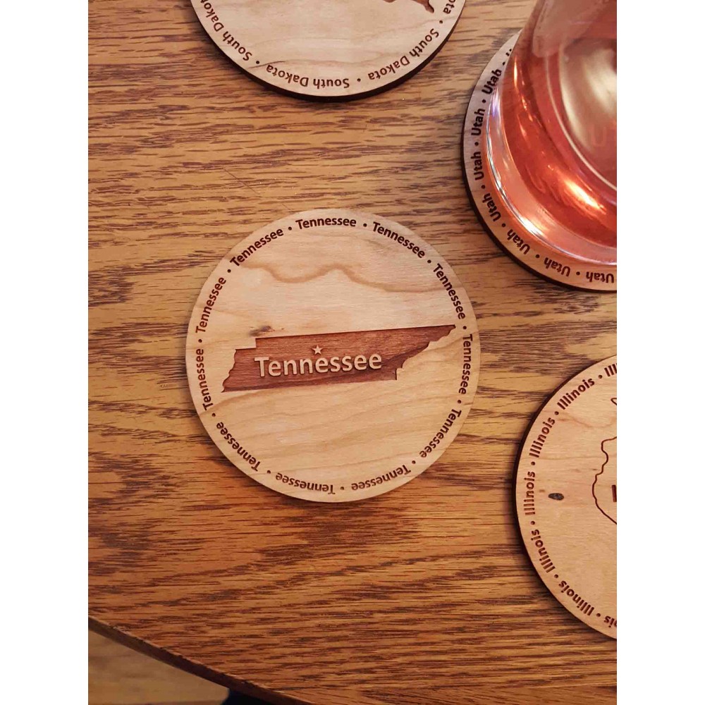 3.5" - Tennessee Hardwood Coasters with Logo