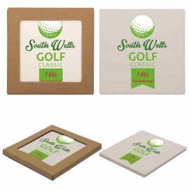 Single Square Stone Coaster with Logo