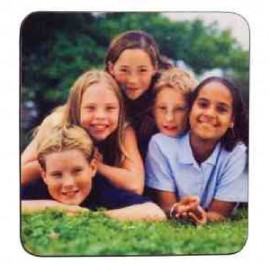 3 3/4" x 3 3/4" Flexible Square Coaster with Rubber Backing with Logo