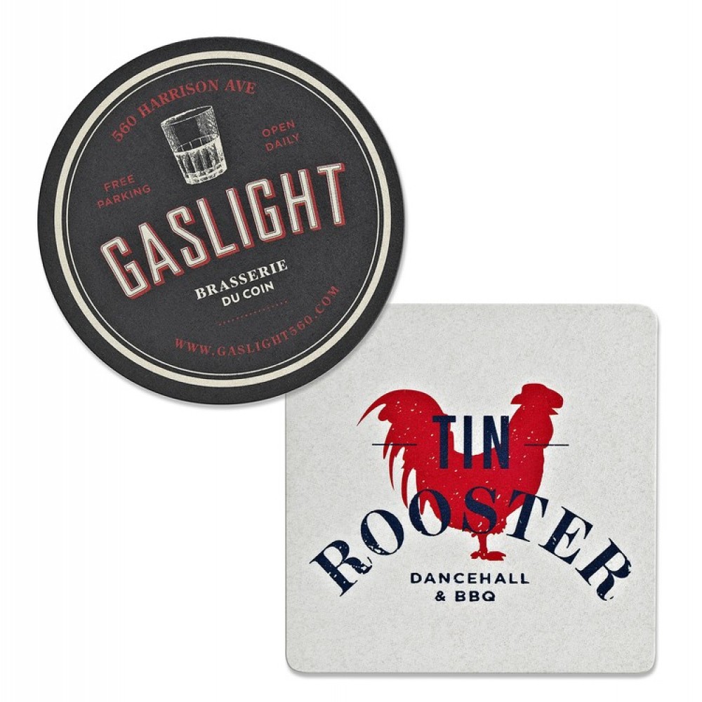 80 Point 3.5" Pulp Board Coaster - Round or Square (2 Mm Thick) with Logo