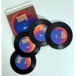1-Sided Mini Record Coasters - Sets of 4 - Standard Paperboard Box with Logo