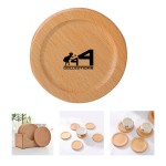 Round Wooden Insulated Cup Coaster with Logo