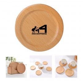 Round Wooden Insulated Cup Coaster with Logo