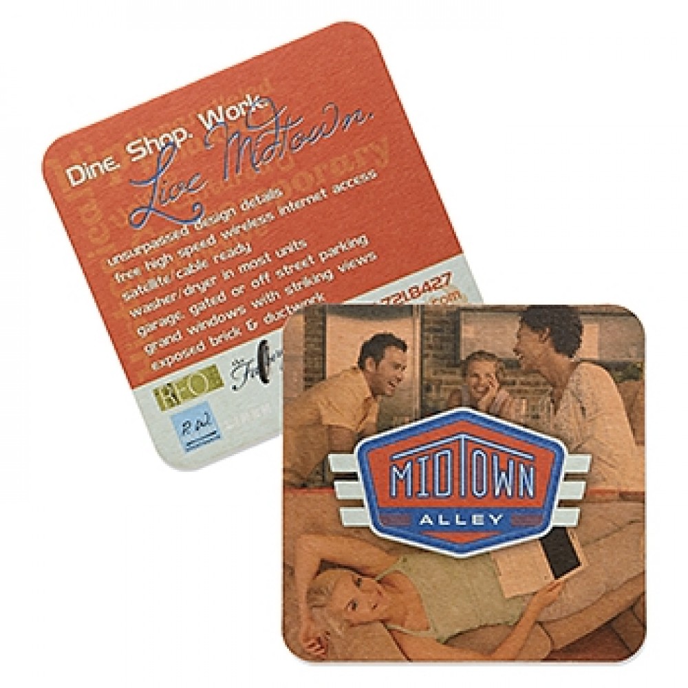 80-Point 3.5" Pulp Board Coaster - Round or Square with Logo