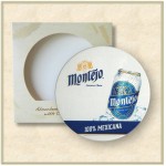 Round Absorbent Stone Coaster - Custom Printed - Packaged in Single Window Box - Basic Print with Logo